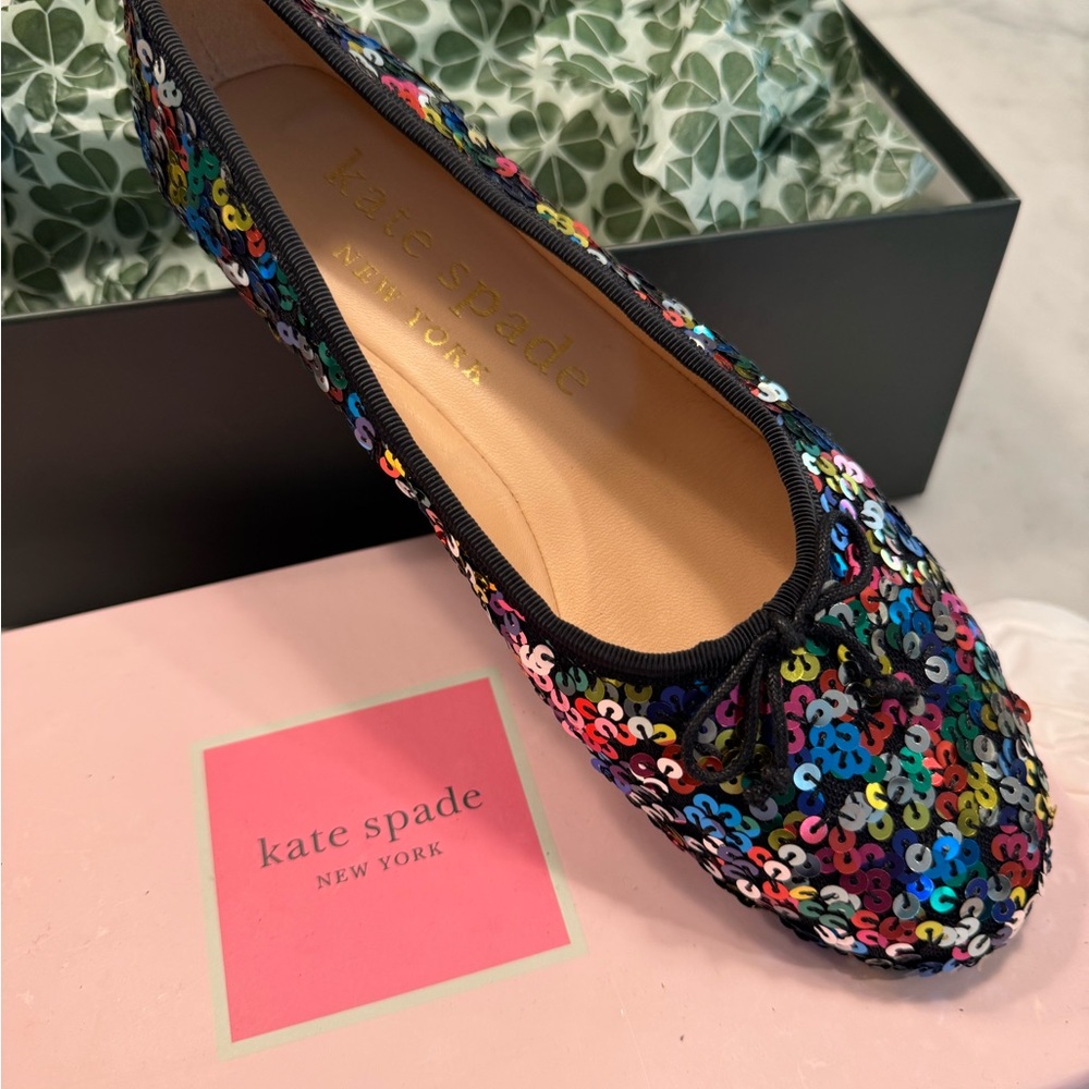 Kate Spade Honey Flats Rainbow Sequin 8.5 - Picture 5 of 9